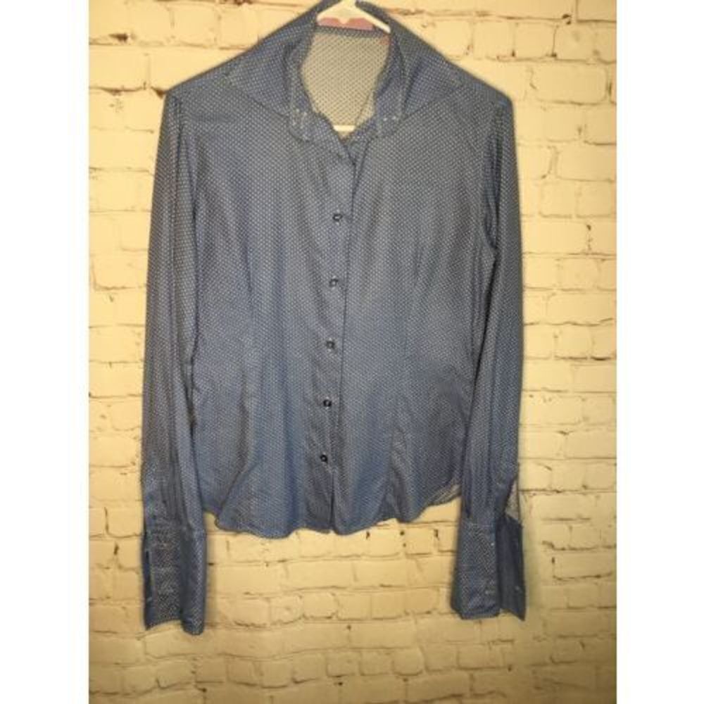 Kuhlman Womens 42 EU Small Button Up Shirt Blue French Cuff Italy EUC - Picture 3 of 8